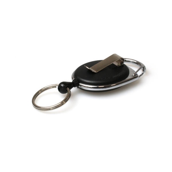 Bilde av Black solid carabiner ID badge reel with belt clip and key ring. 60270230 (DE,SE,NO,FI,RO,PL)